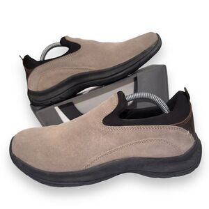Lands' End‎ All Weather Slip-on Suede Moc Shoes Beige Women's 7.5